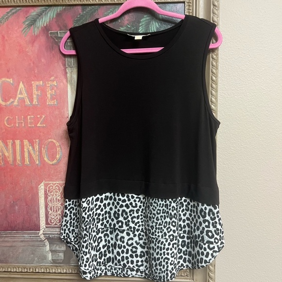 Michael Kors Black and White Leopard Tank Top - Picture 1 of 9
